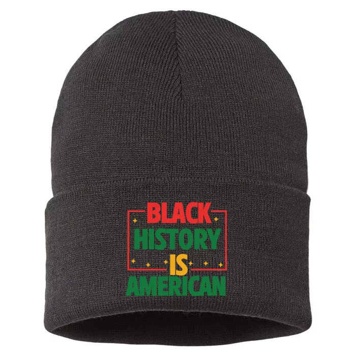 Afro America Black History Is American History Patriotic Sustainable Knit Beanie