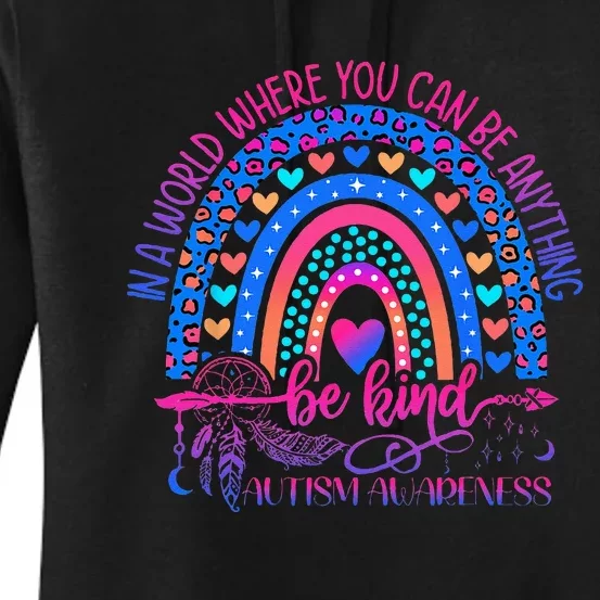 Autism Awareness Be Kind Leopard Rainbow Choose Kindness Women's Pullover Hoodie