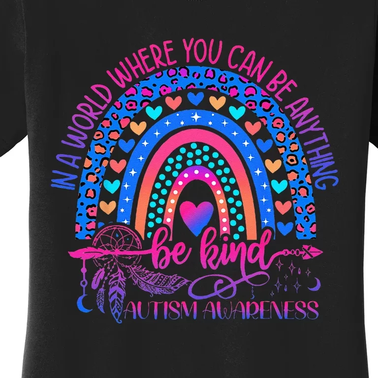 Autism Awareness Be Kind Leopard Rainbow Choose Kindness Women's T-Shirt