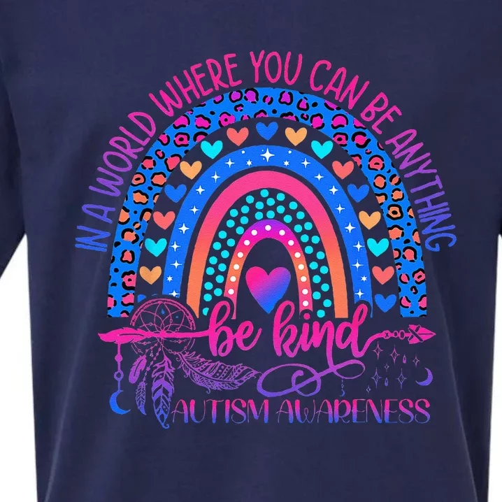 Autism Awareness Be Kind Leopard Rainbow Choose Kindness Sueded Cloud Jersey T-Shirt