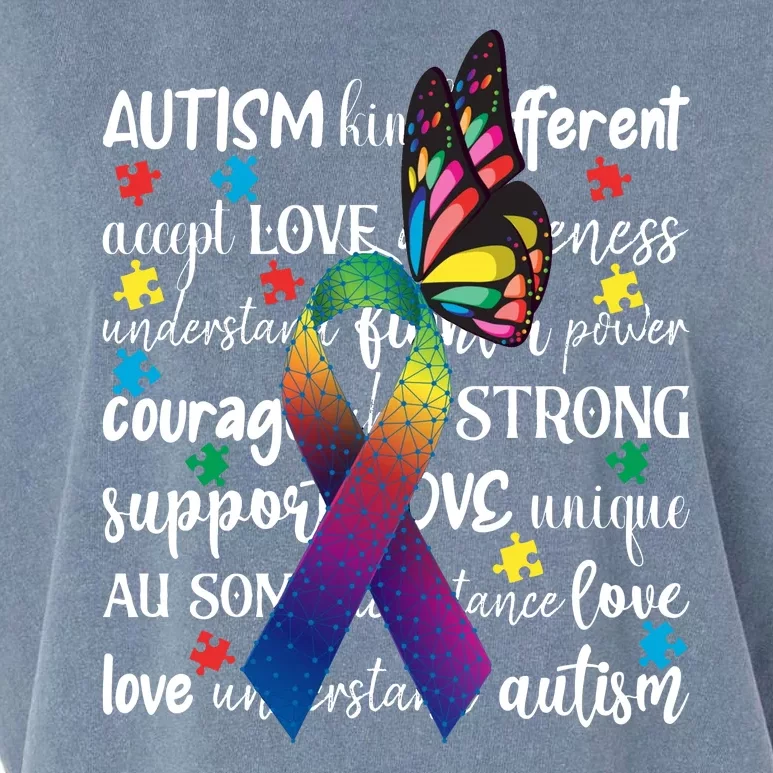 Autism Acceptance Butterfly Different Is Beautiful Garment-Dyed Women's Muscle Tee