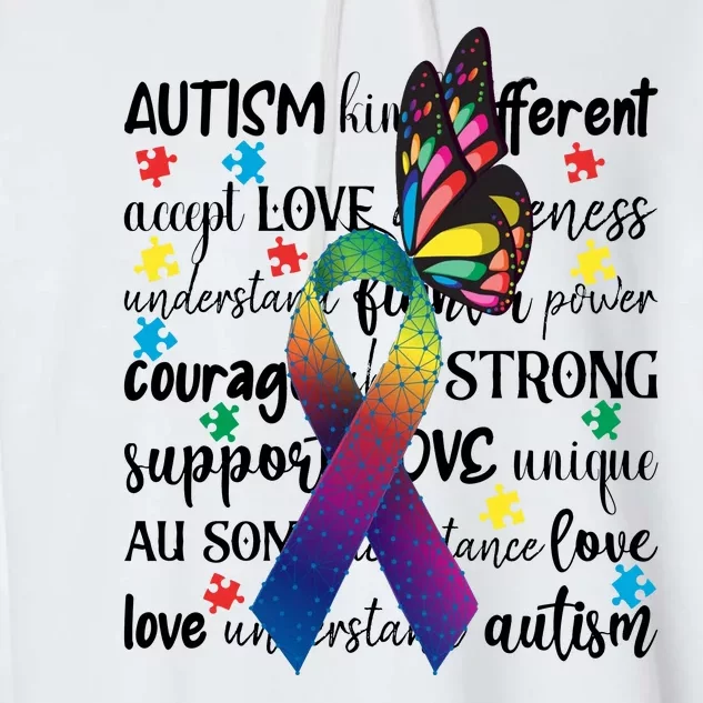 Autism Acceptance Butterfly Different Is Beautiful Garment-Dyed Fleece Hoodie