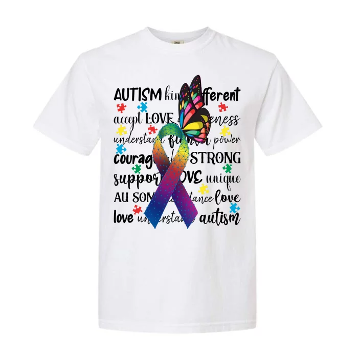 Autism Acceptance Butterfly Different Is Beautiful Garment-Dyed Heavyweight T-Shirt