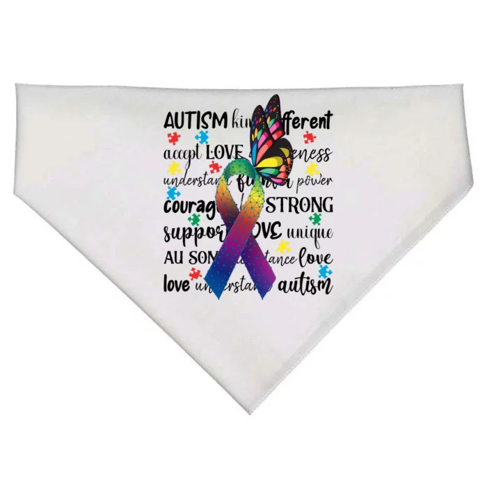 Autism Acceptance Butterfly Different Is Beautiful USA-Made Doggie Bandana