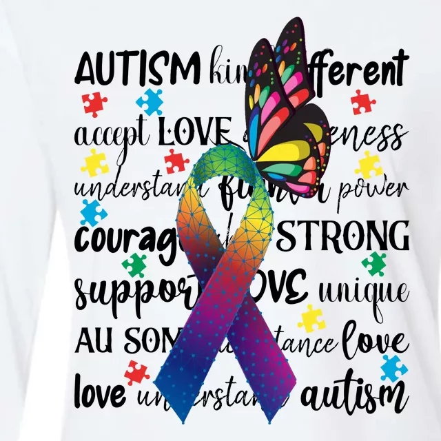 Autism Acceptance Butterfly Different Is Beautiful Womens Cotton Relaxed Long Sleeve T-Shirt