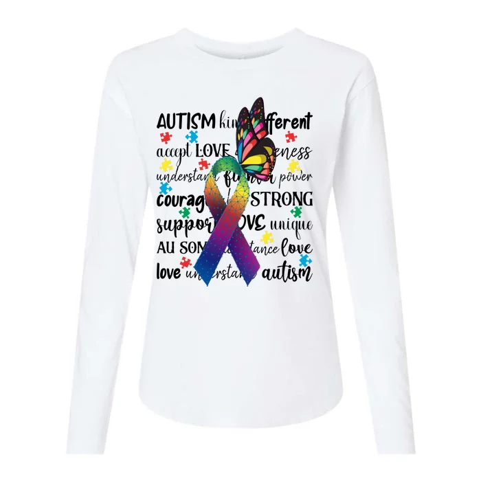 Autism Acceptance Butterfly Different Is Beautiful Womens Cotton Relaxed Long Sleeve T-Shirt