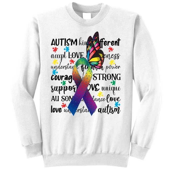 Autism Acceptance Butterfly Different Is Beautiful Sweatshirt