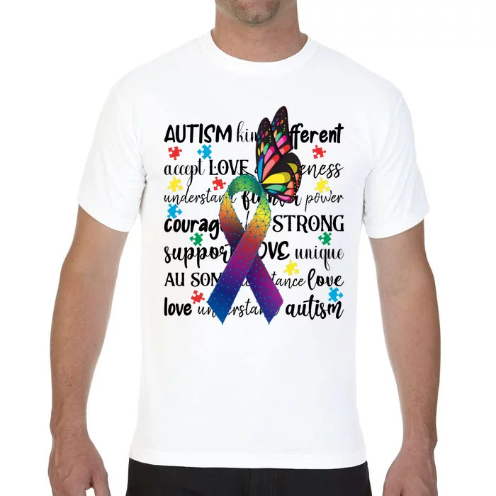 Autism Acceptance Butterfly Different Is Beautiful Comfort Colors T-Shirt