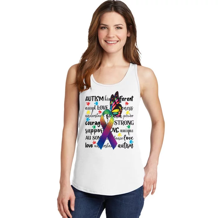 Autism Acceptance Butterfly Different Is Beautiful Ladies Essential Tank