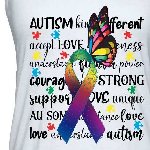 Autism Acceptance Butterfly Different Is Beautiful Ladies Essential Flowy Tank