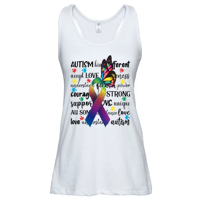 Autism Acceptance Butterfly Different Is Beautiful Ladies Essential Flowy Tank