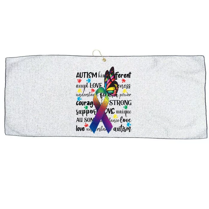 Autism Acceptance Butterfly Different Is Beautiful Large Microfiber Waffle Golf Towel