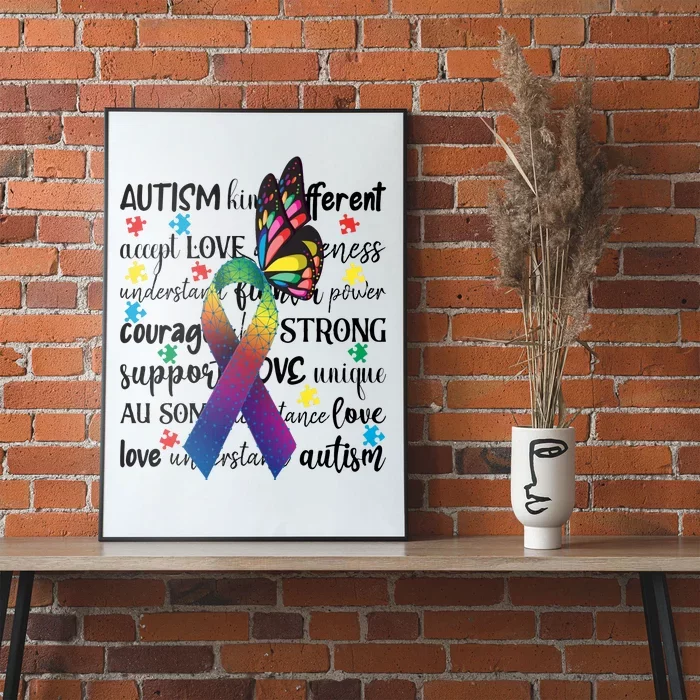 Autism Acceptance Butterfly Different Is Beautiful Poster