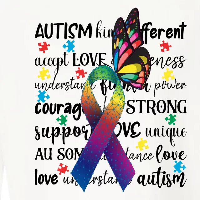 Autism Acceptance Butterfly Different Is Beautiful Cropped Pullover Crew