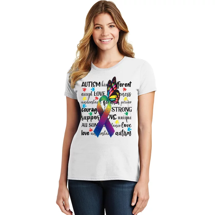 Autism Acceptance Butterfly Different Is Beautiful Women's T-Shirt