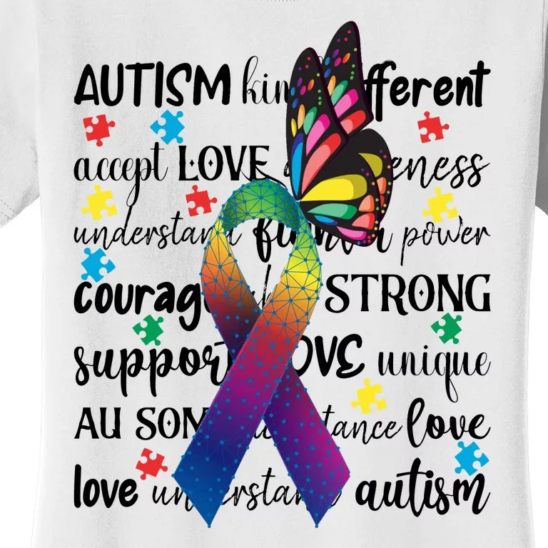 Autism Acceptance Butterfly Different Is Beautiful Women's T-Shirt