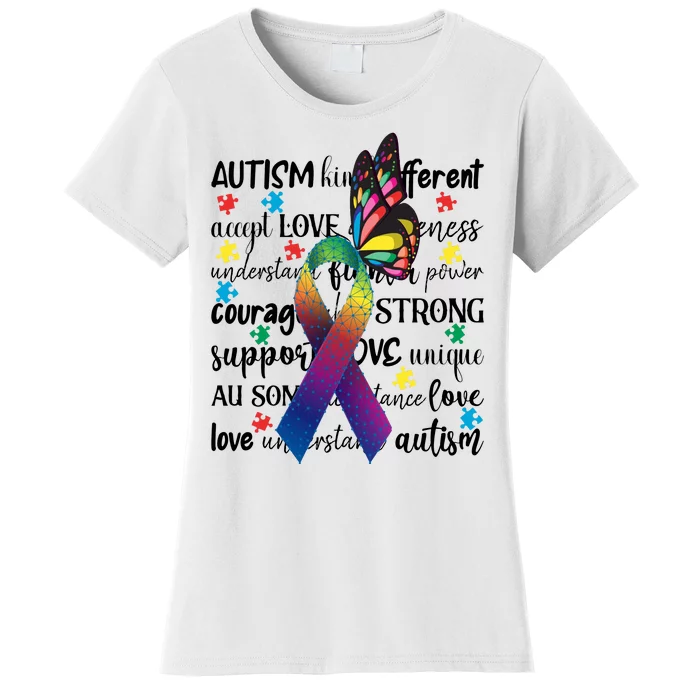 Autism Acceptance Butterfly Different Is Beautiful Women's T-Shirt