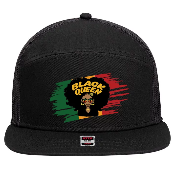 Afro America Black Queen For Black History Month Gift 7 Panel Mesh Trucker Snapback Hat