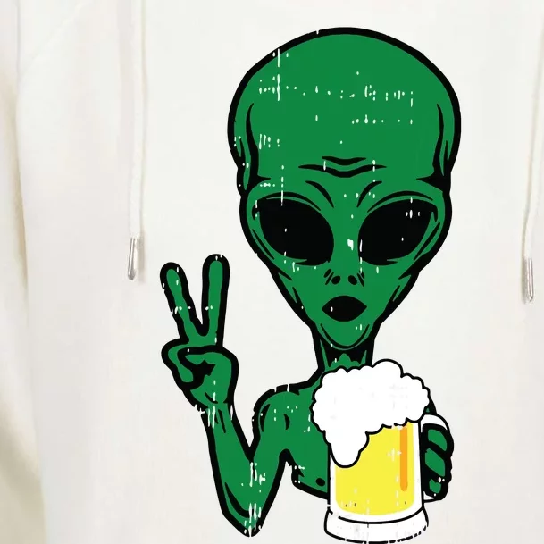 Area51 Alien Beer Peace Sign Lazy Drinking Halloween Gift Womens Funnel Neck Pullover Hood