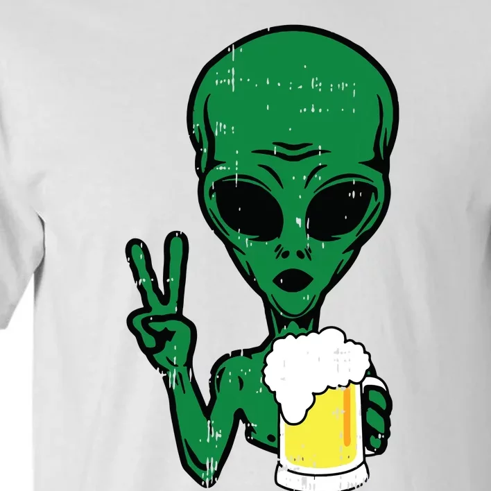 Area51 Alien Beer Peace Sign Lazy Drinking Halloween Gift Tall T-Shirt