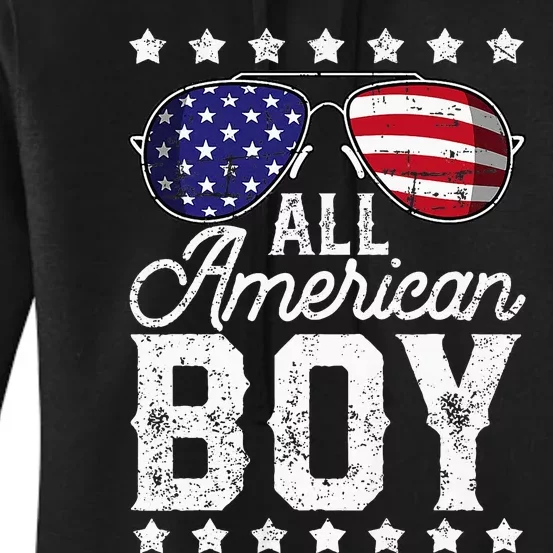 All American Boy 4th Of July Usa Sunglasses Family Matching Women's Pullover Hoodie