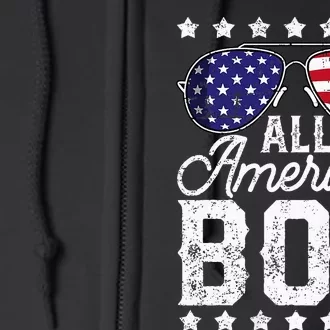 All American Boy 4th Of July Usa Sunglasses Family Matching Full Zip Hoodie