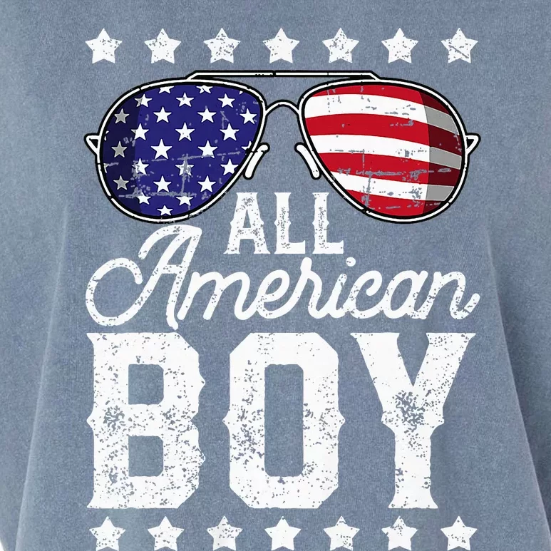 All American Boy 4th Of July Usa Sunglasses Family Matching Garment-Dyed Women's Muscle Tee