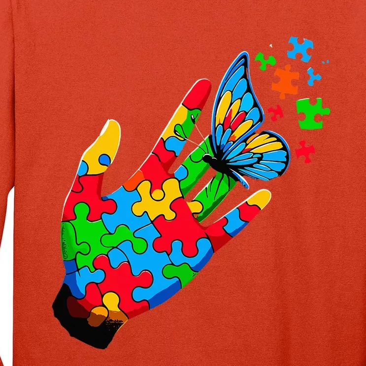 Autism Awareness Butterfly Teacher Tall Long Sleeve T-Shirt