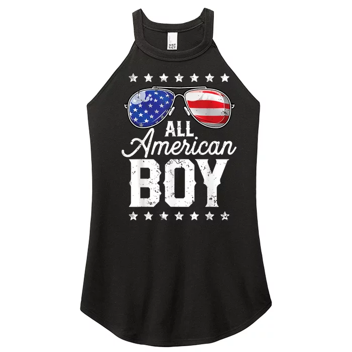 All American Boy 4th Of July Usa Sunglasses Family Matching Women’s Perfect Tri Rocker Tank