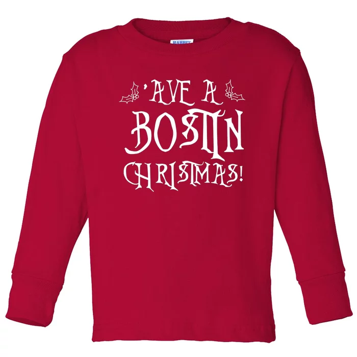 Ave A Bostin Christmas Toddler Long Sleeve Shirt