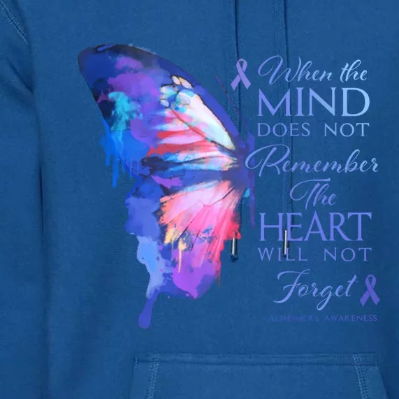 Alzheimers Awareness Butterfly The Heart Remembers Gift Premium Hoodie