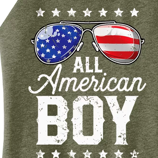 All American Boy 4th Of July Usa Sunglasses Family Matching Women’s Perfect Tri Rocker Tank