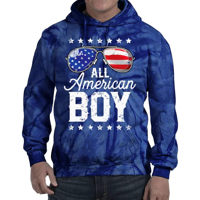 All American Boy 4th Of July Usa Sunglasses Family Matching Tie Dye Hoodie