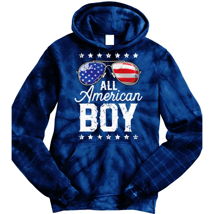 All American Boy 4th Of July Usa Sunglasses Family Matching Tie Dye Hoodie