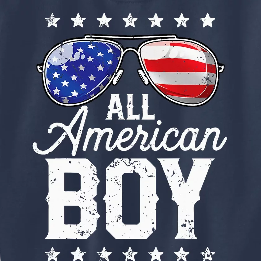 All American Boy 4th Of July Usa Sunglasses Family Matching Kids Sweatshirt