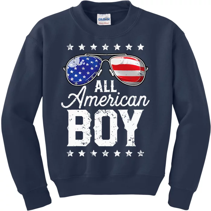 All American Boy 4th Of July Usa Sunglasses Family Matching Kids Sweatshirt