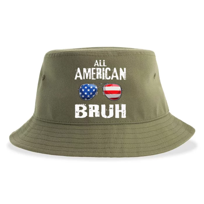 All American Bruh 4th Of July Patriotic Sustainable Bucket Hat