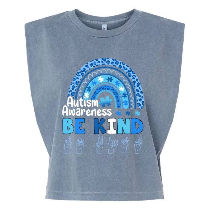 Autism Awareness Be Kind Asl Hand Sign Language Gift Garment-Dyed Women's Muscle Tee