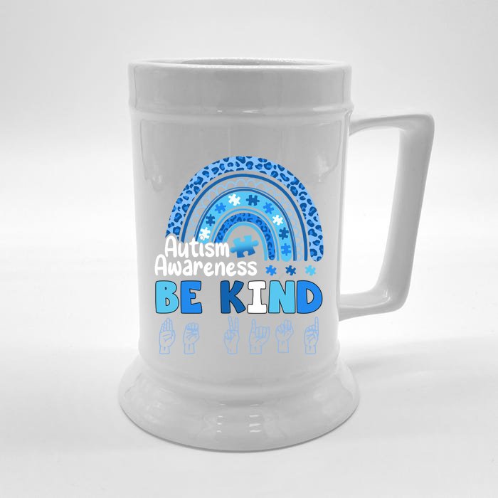 Autism Awareness Be Kind Asl Hand Sign Language Gift Front & Back Beer Stein