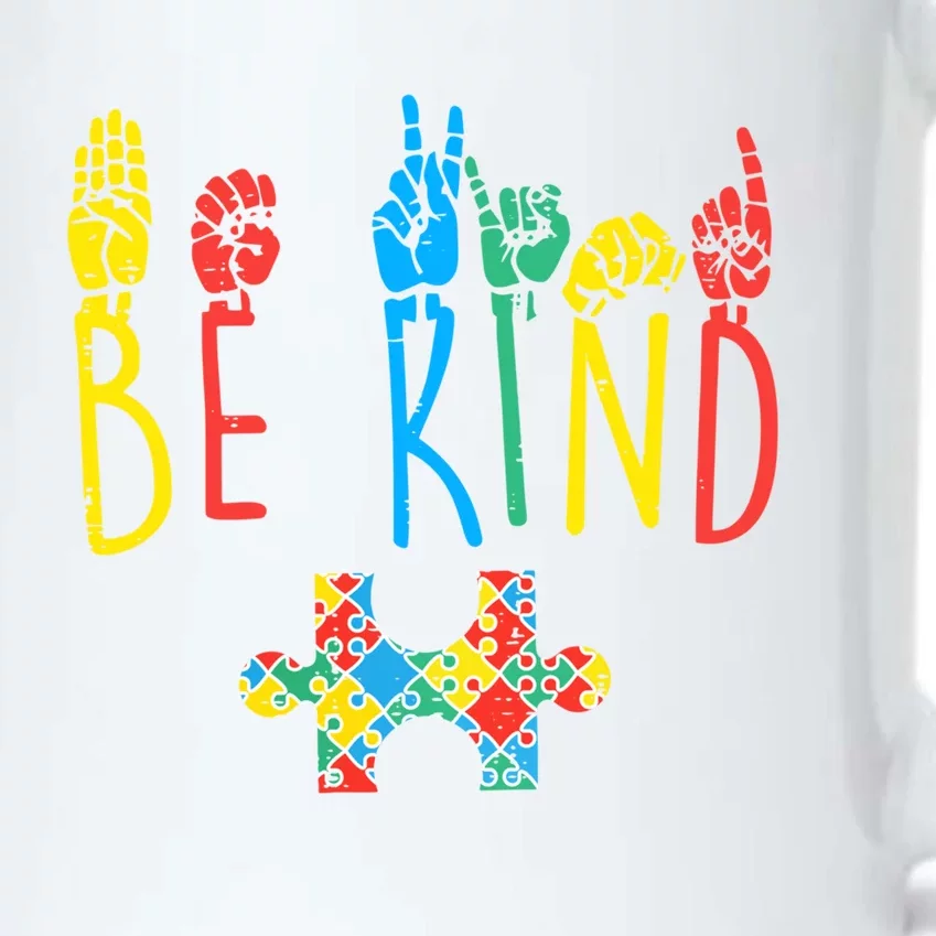 Autism Awareness Be Kind Sign Language Kindness Funny Gift Black Color Changing Mug