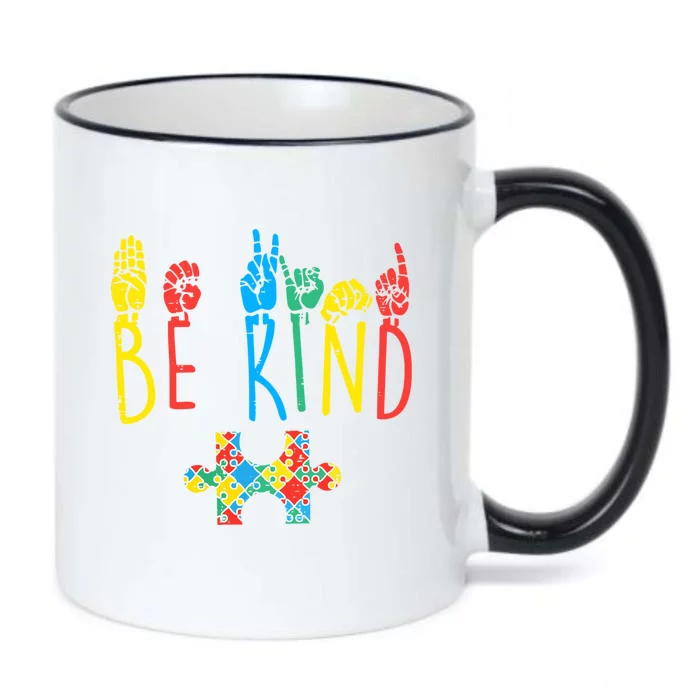 Autism Awareness Be Kind Sign Language Kindness Funny Gift Black Color Changing Mug