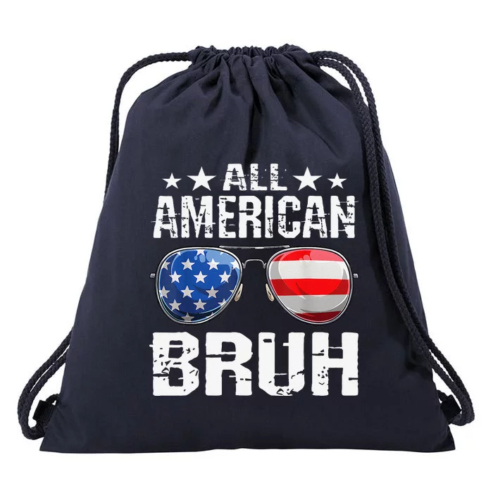 All American Bruh Fourth Of July American Teen Drawstring Bag