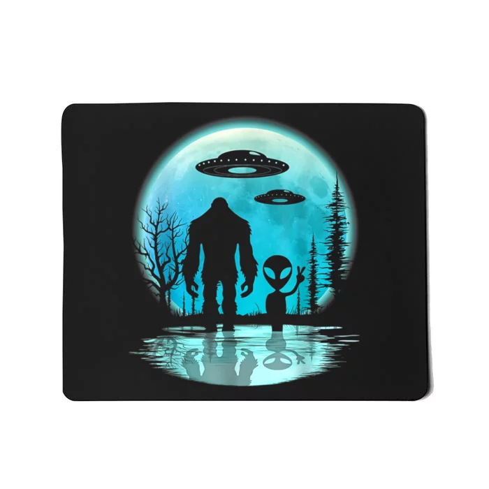 Alien And Bigfoot Moon Mousepad