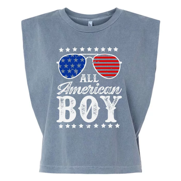 All American Boy 4th Of July Family Matching Sunglasses Garment-Dyed Women's Muscle Tee