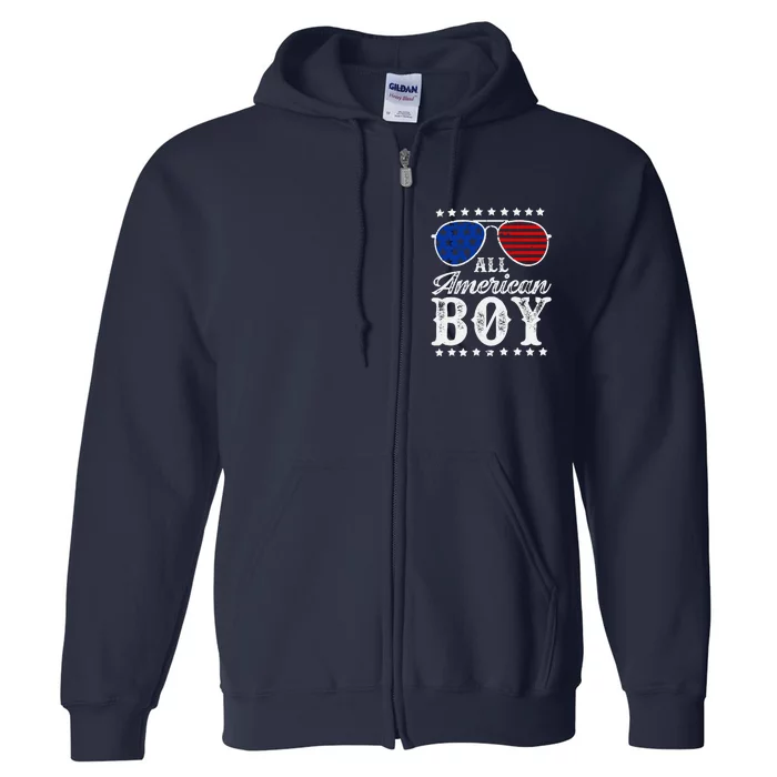 All American Boy 4th Of July Family Matching Sunglasses Full Zip Hoodie