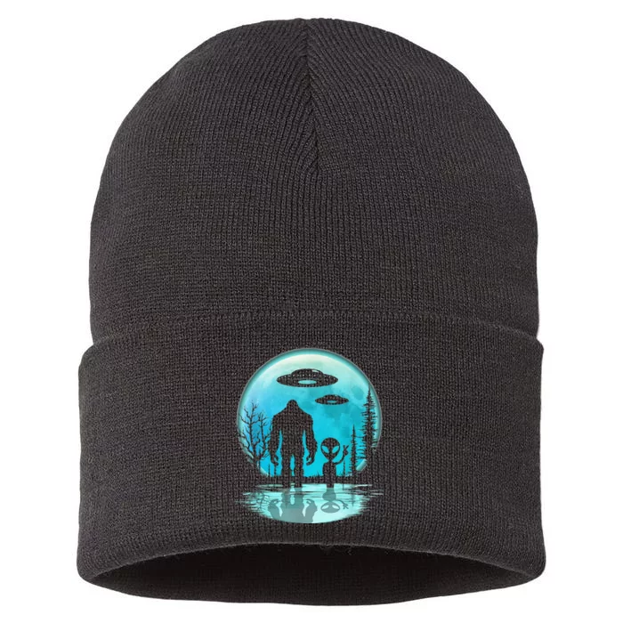 Alien And Bigfoot Moon Sustainable Knit Beanie