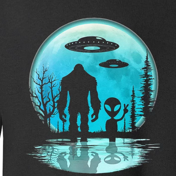 Alien And Bigfoot Moon Toddler Sweatshirt