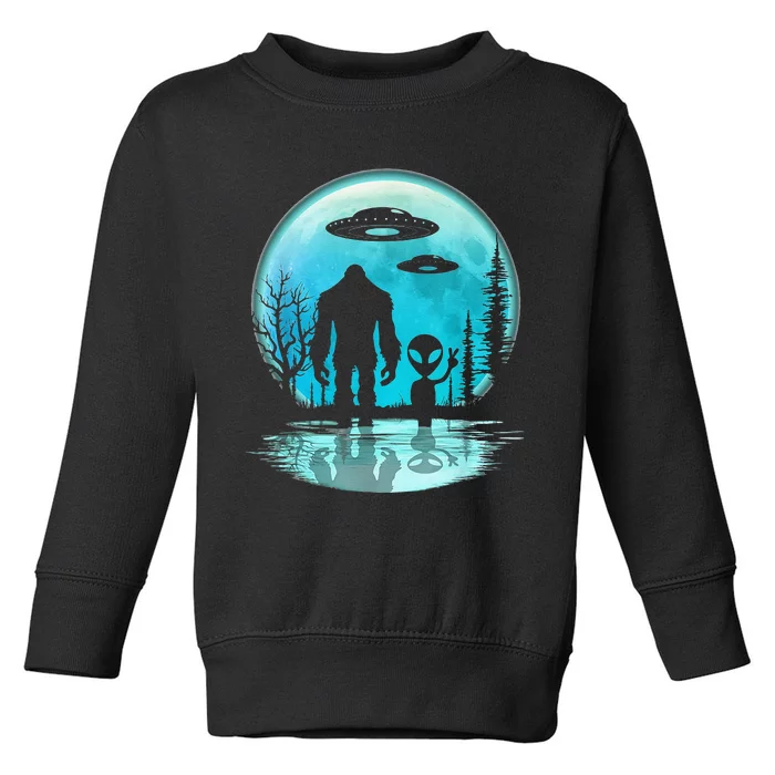 Alien And Bigfoot Moon Toddler Sweatshirt