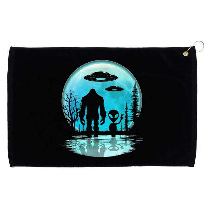 Alien And Bigfoot Moon Grommeted Golf Towel