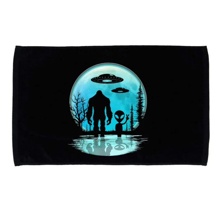 Alien And Bigfoot Moon Microfiber Hand Towel